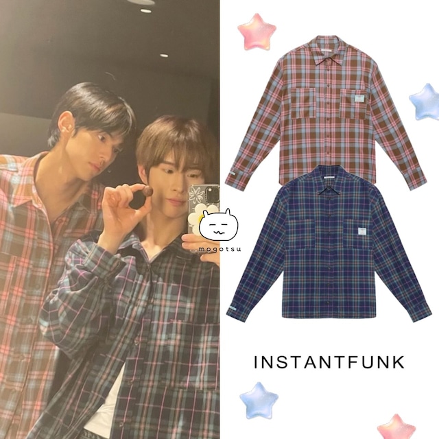 ★TWS ドフン / ギョンミン 着用！！【INSTANTFUNK】Trolls Oversized checked shirt - 2COLOR