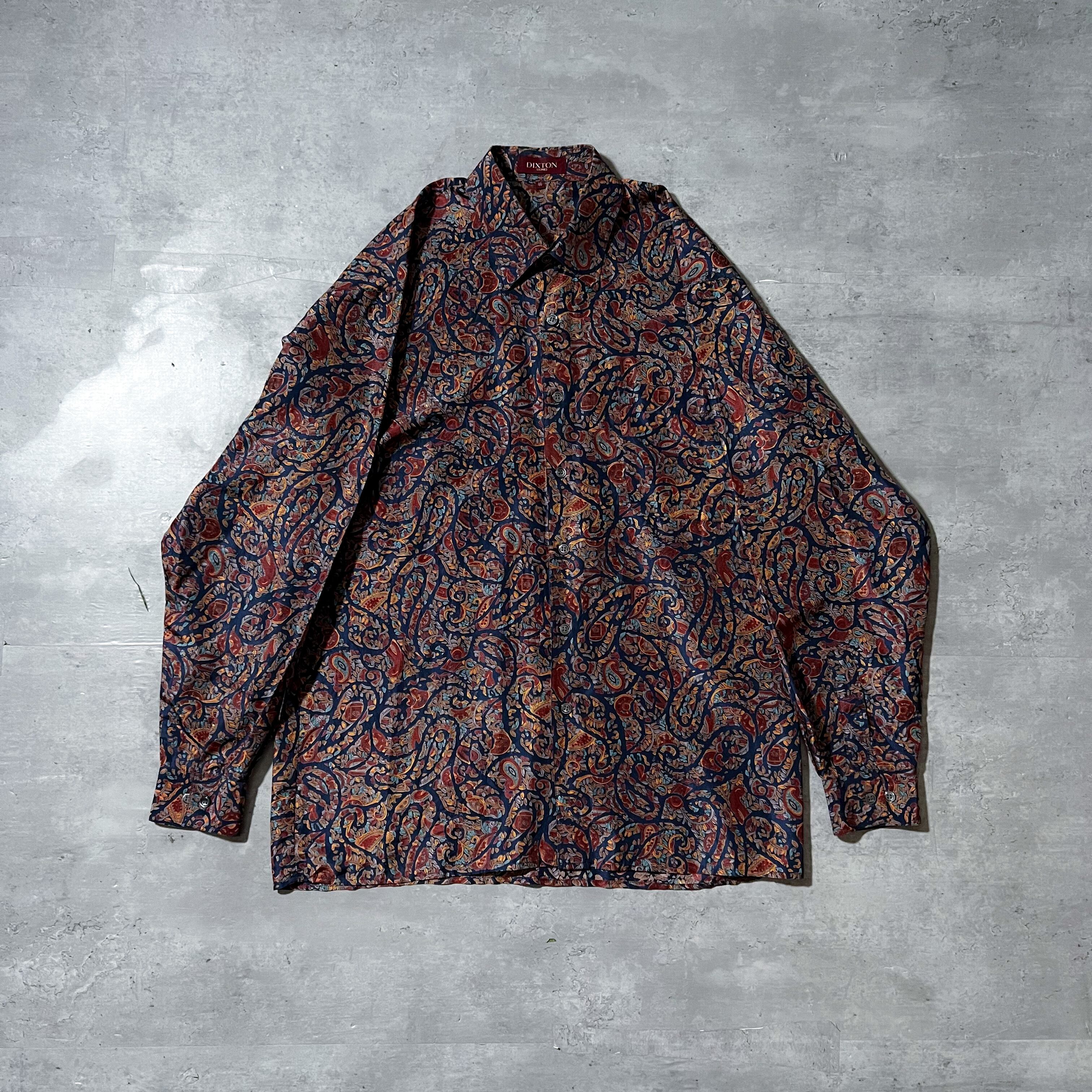 80s-90s paisley pattern silk shirt japanese vintage ペイズリー柄 シルクシャツ 日本製 絹