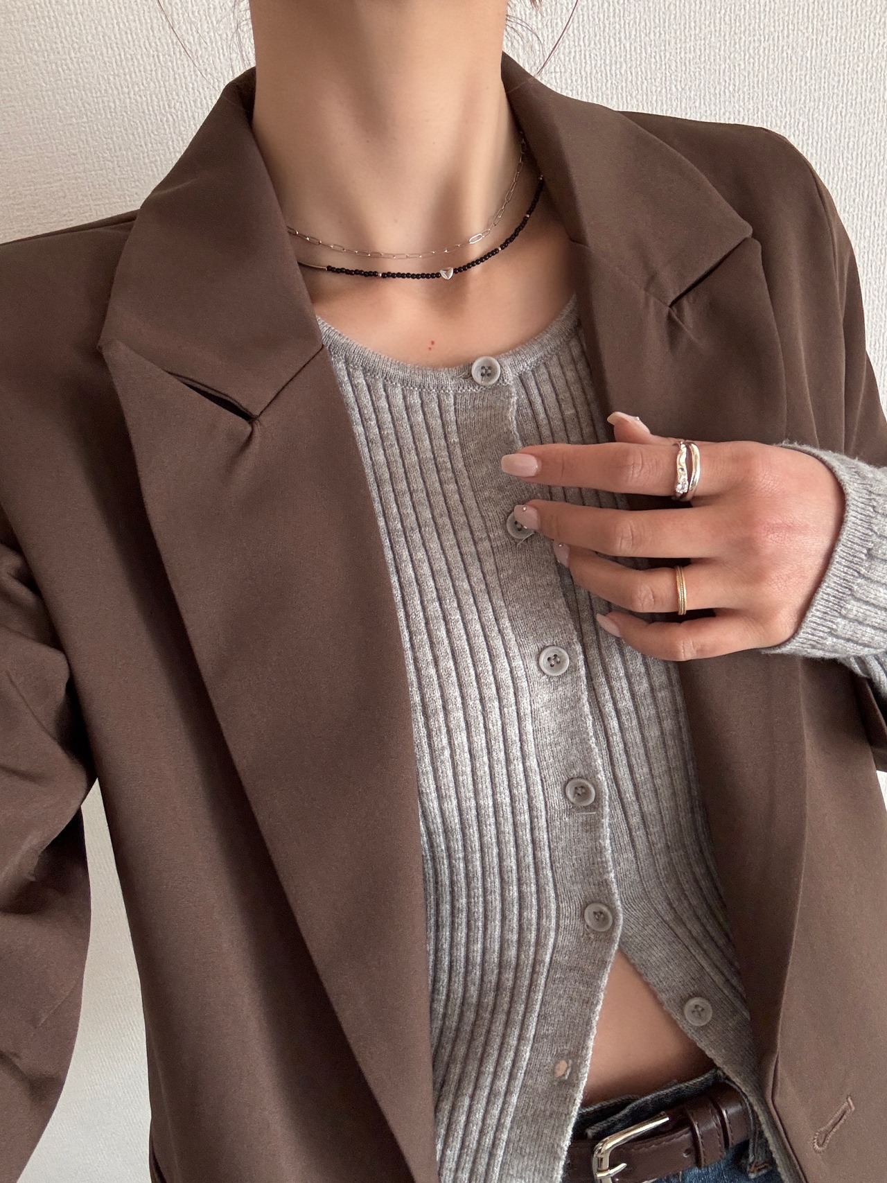 [Black] Layered Monotone Necklace［BZN10-BK］