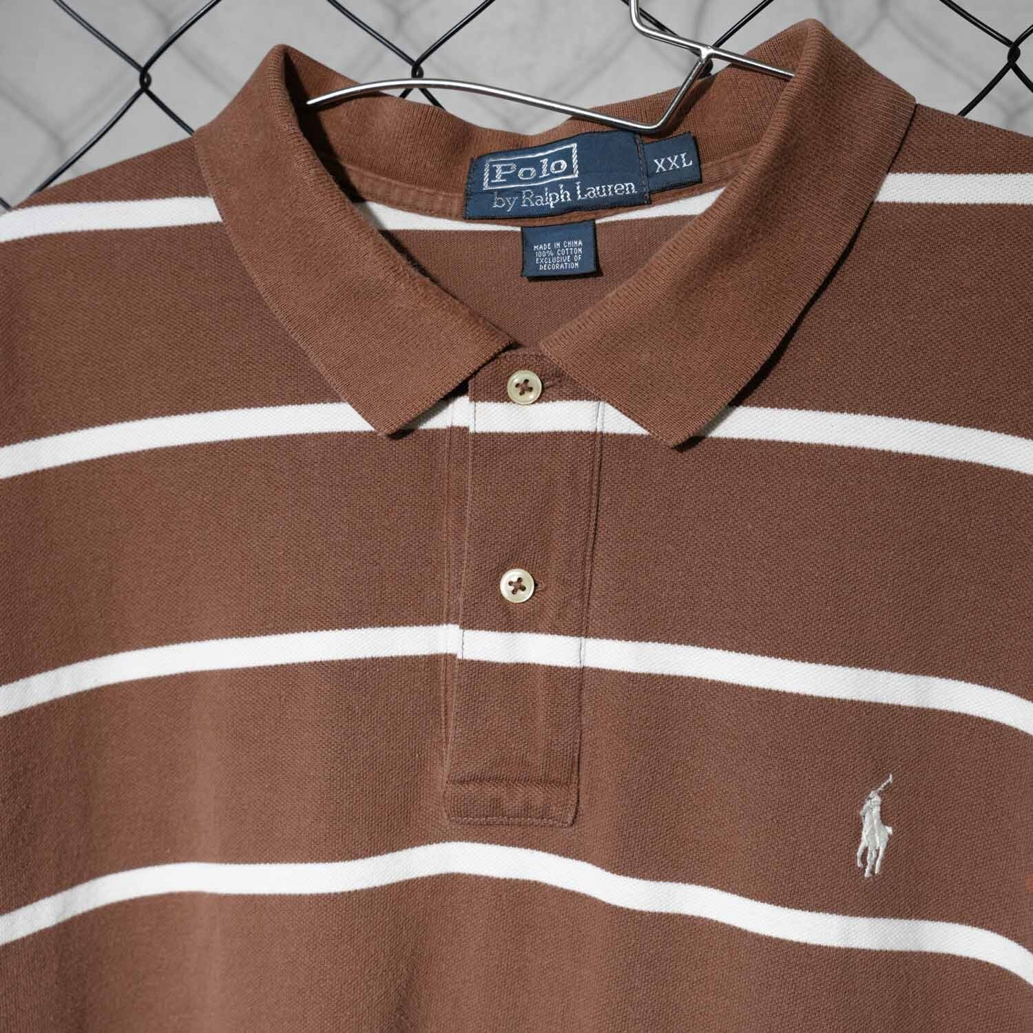 90s ビッグポロ ■ POLO ポロ ラルフローレン ボーダー 半袖 ポロシャ 90s POLO by RALPH LAUREN ラルフローレン ボーダー 半袖 ポロシャツ
