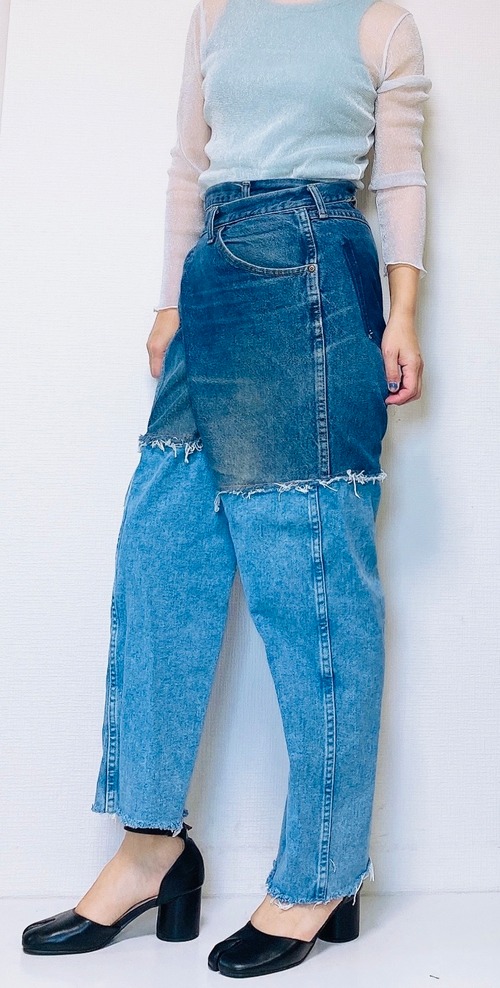 Vintage denim wrap pants