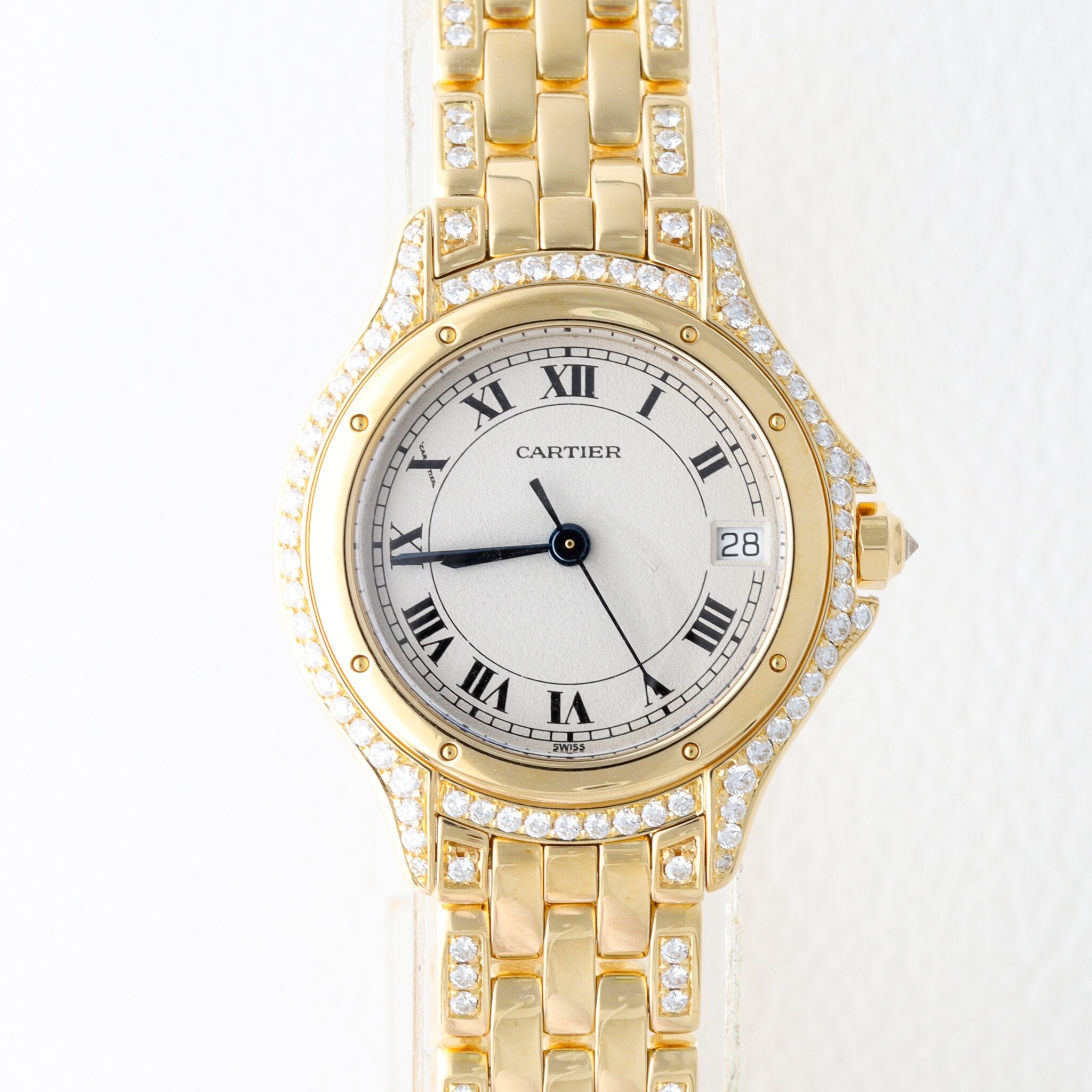 カルティエ タンクフランセーズ SM コンビ ピンクシェル文字盤