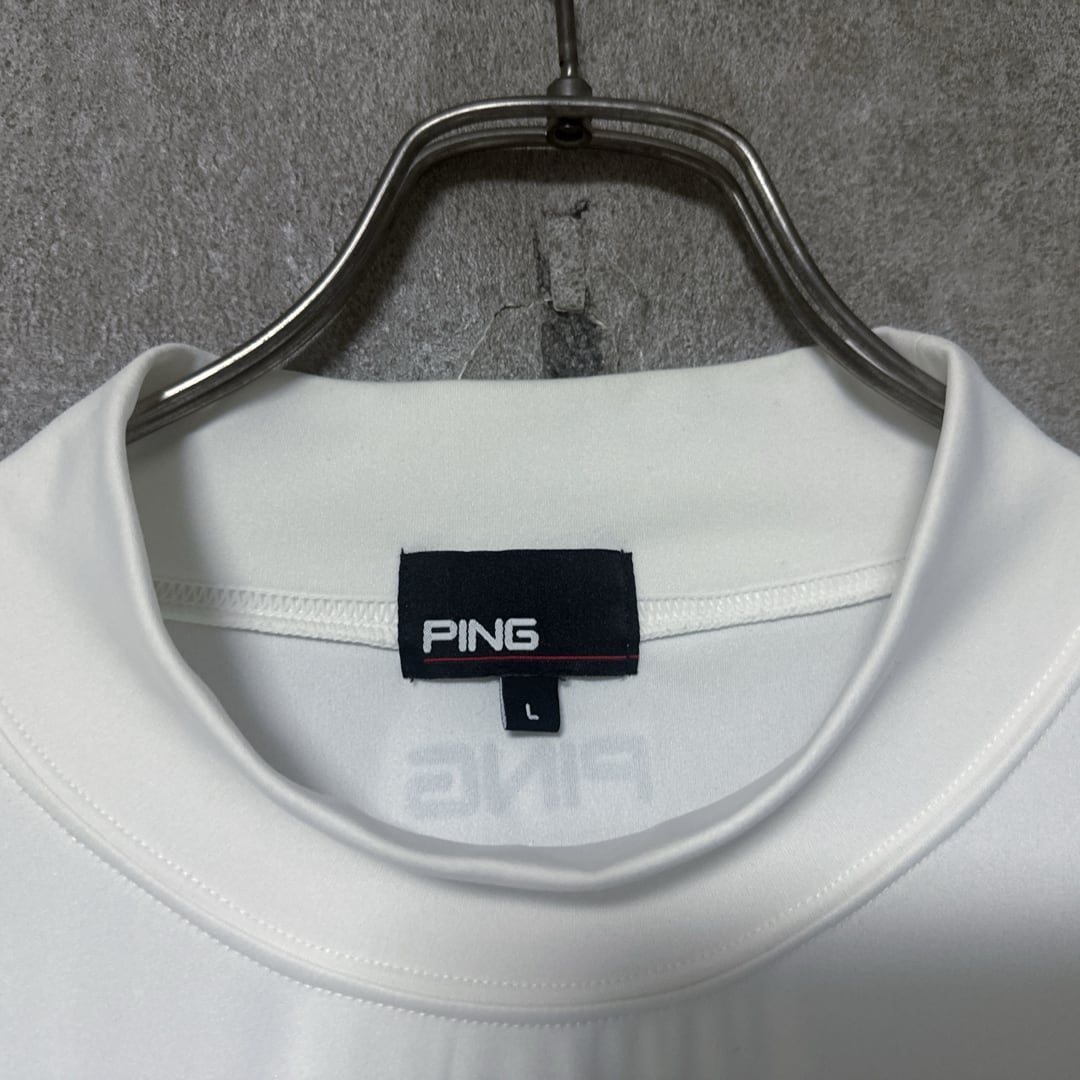 PING モックネックシャツ ホワイト他 メンズ】PING ピン 半袖 センター ロゴ モックネック シャツ ホワイト