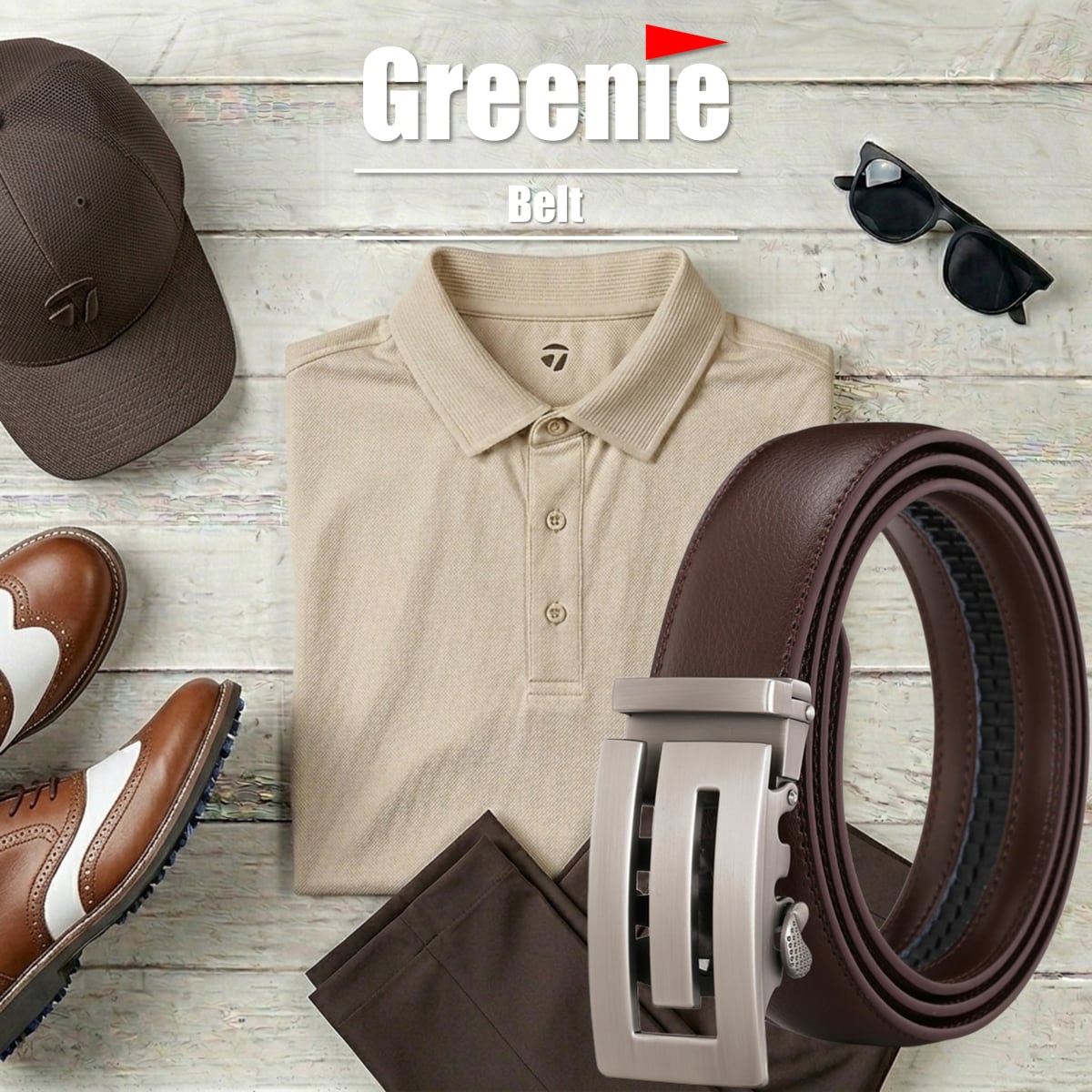 Greenie (グリーニー) ベルト ゴルフ Golf オートロック PUレザー