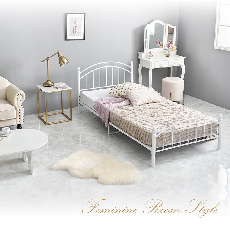 【組立式】耐荷重90kg シングルパイプベッド 高さ調節可 一人暮らし ワンルーム 幅100cm