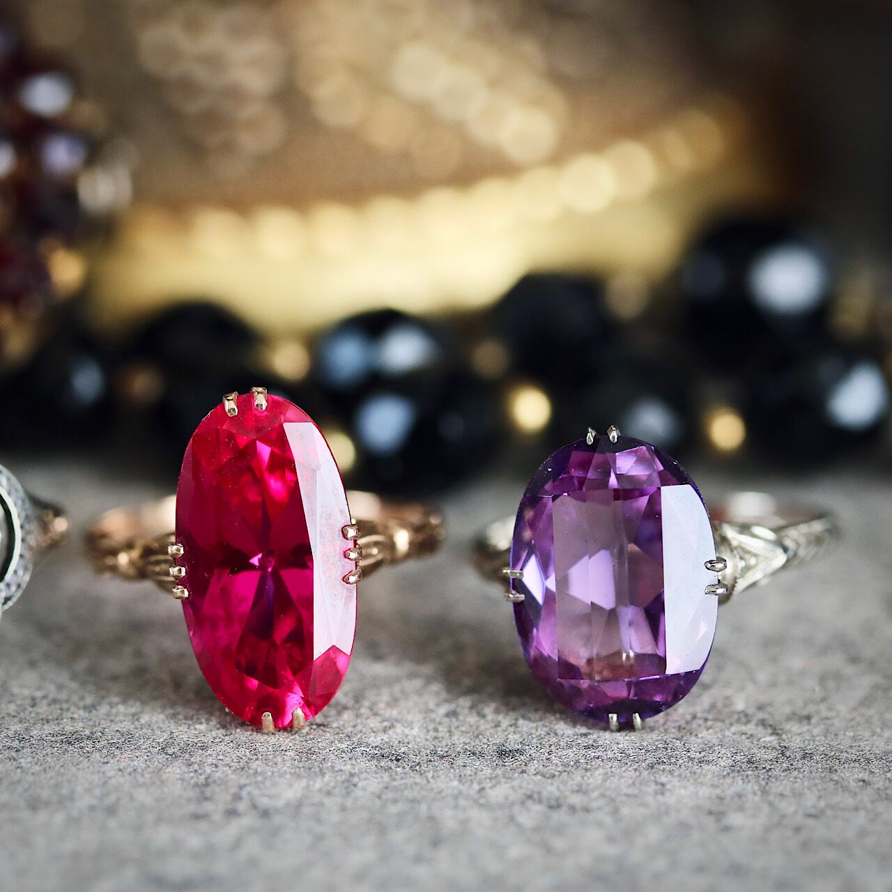 K18 合成ルビー 和彫ヴィンテージリング | 結antiques ヴィンテージ