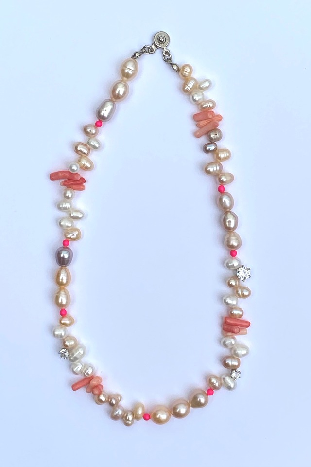 Pearl, Coral, Swarovski Necklace (middle size)