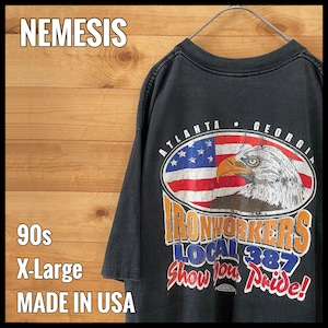 【NEMESIS】90s USA製  企業系 Tシャツ ワンポイント バックプリント ポケットtシャツ シングルステッチ XL ビッグサイズ us古着