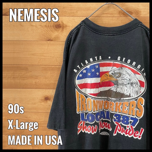 【NEMESIS】90s USA製  企業系 Tシャツ ワンポイント バックプリント ポケットtシャツ シングルステッチ XL ビッグサイズ us古着
