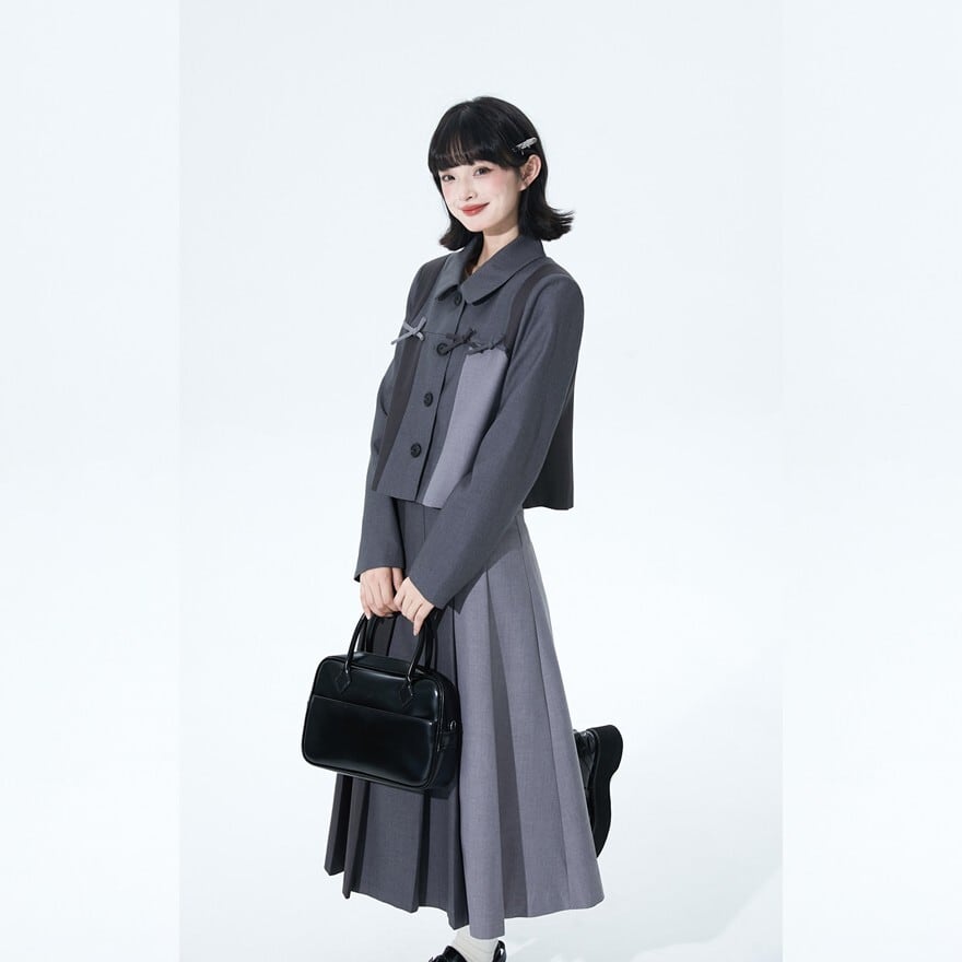 クラシカルセレモニー対応｜配色ジャケット×プリーツロングスカート
