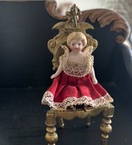 真紅のドレスのビスクドール* プチ9cm　ミニョネット