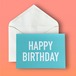 バースデーカード／HAPPY BIRTHDAY ／Turquoise Blue×White