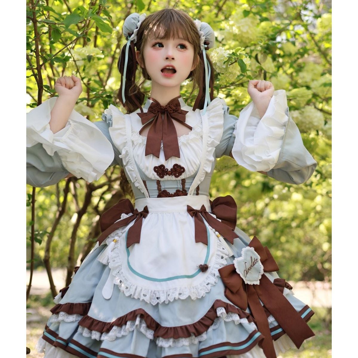 チョコレートいっぱいのワンピース ミント 110 ハンドメイド 妖精の庭 