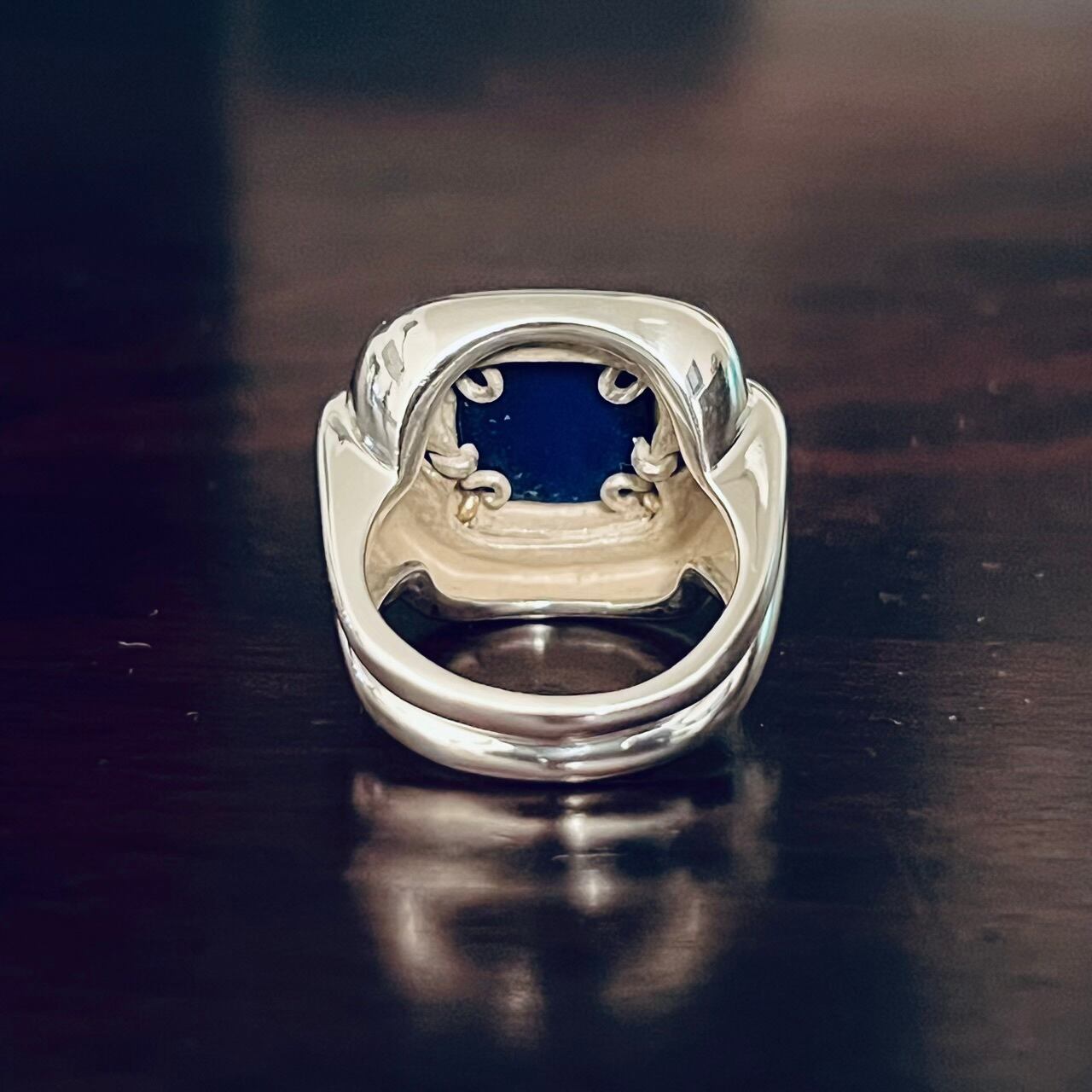 VINTAGE TIFFANY & CO. Lapis Lazuli 18K Gold Rope Ring Sterling