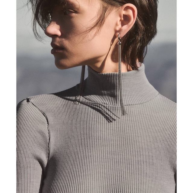 ロングスリーブ　モックネック　ウールシルク　Grigio　２サイズ
