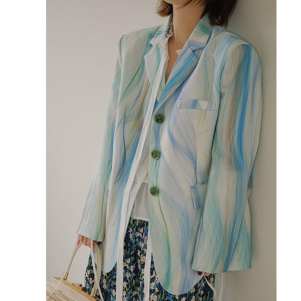 Tie-Dye Art Print Blazer*S-27