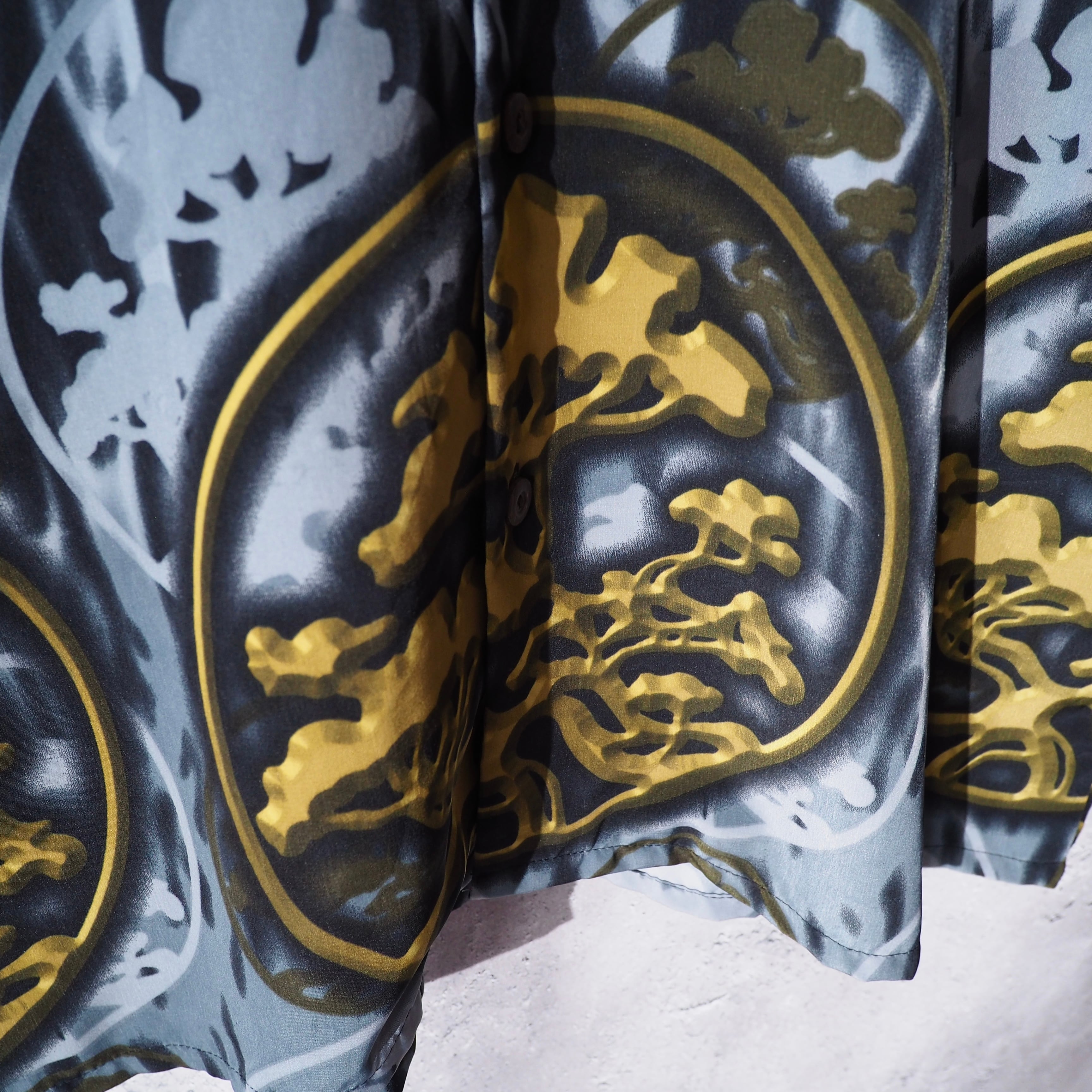 ” 五葉松 ” Japanese art pattern printed open collar shirt