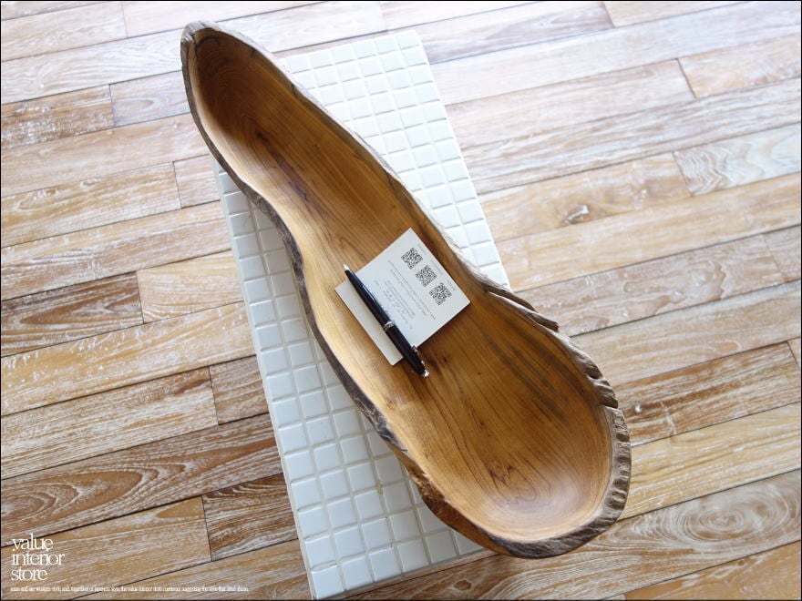 チーク無垢材 大型プリミティブボウルN66cm 小物入れ 菓子鉢 サラダボウル 入れ物 自然な様 ナチュラル 世界三大銘木