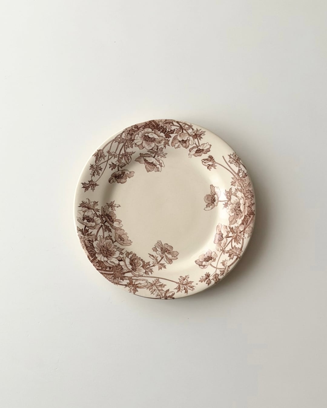 Gien ジアン / “ANEMONES” brown アネモネのデザートプレート a