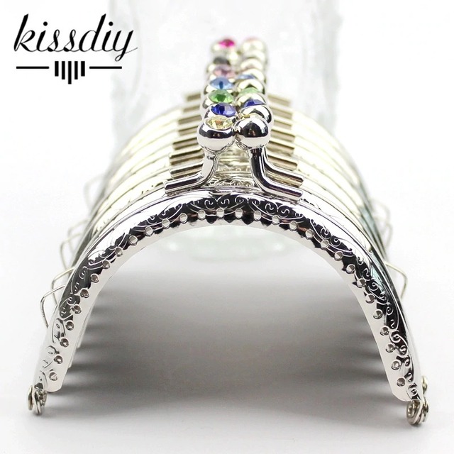 ◆８色|ダイアカット キラキラストーン付き がま口 口金 8.5㎝ シルバー ｜おしゃれで可愛いがま口口金が安い通販サイトBeautywolf