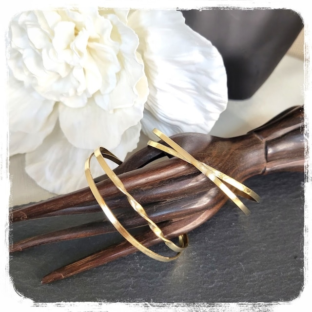 Brass Bangle  two line