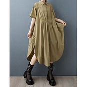 サイドスリット ドレープ シャツワンピース  30162