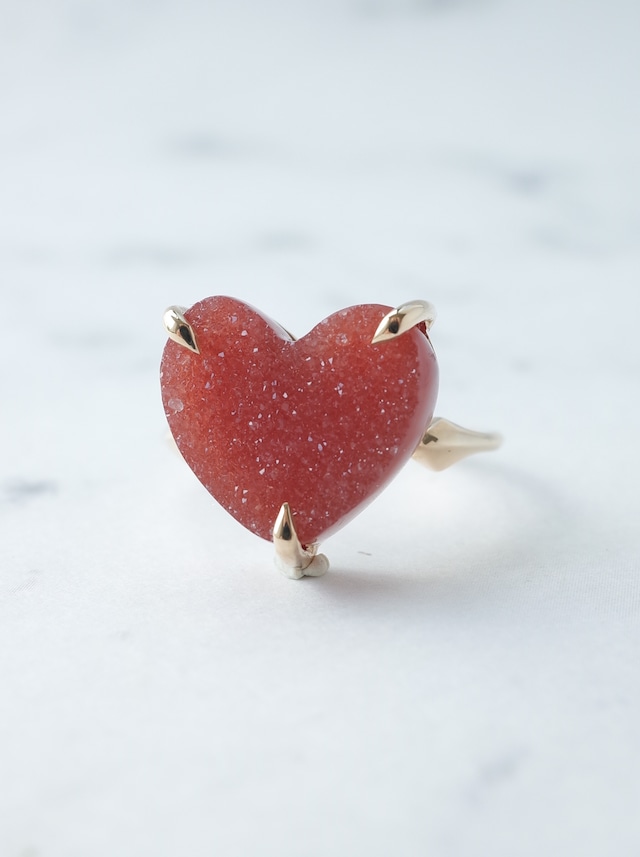 ♡ Druzy agate Quartz Ring  Red