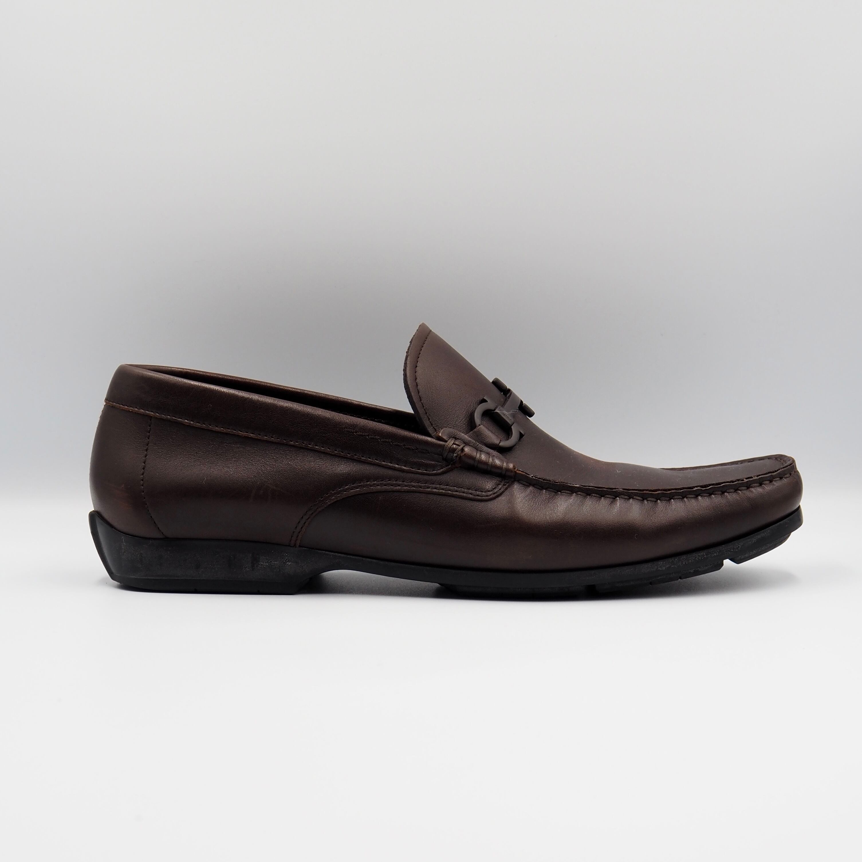 Ferragamo ガンチーニ ドライビングシューズ ブラウン レザー