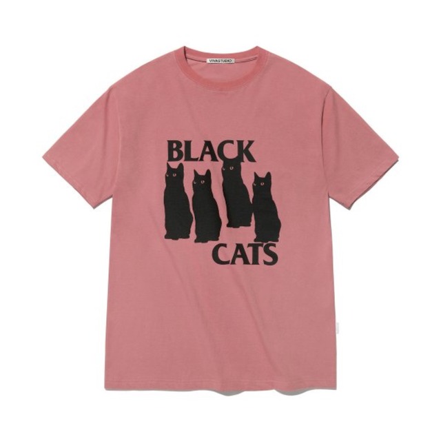 [VIVASTUDIO] BLACK CAT TEE [CORAL] 正規品 韓国ブランド 韓国代行 韓国通販 韓国ファッション Tシャツ