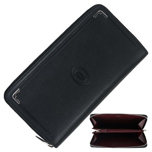 Used CARTIER カルティエ 長財布 ラウンドジップインターナショナル ウォレット L3001489 マスト ドゥ カルティエ ブラック 超美品