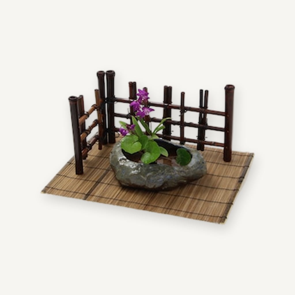 「黒竹四ツ目垣・自然石風陶器セット【萩釉】【玄武】【緑斑釉】三種からお選びください」38-081 日本製 新生活