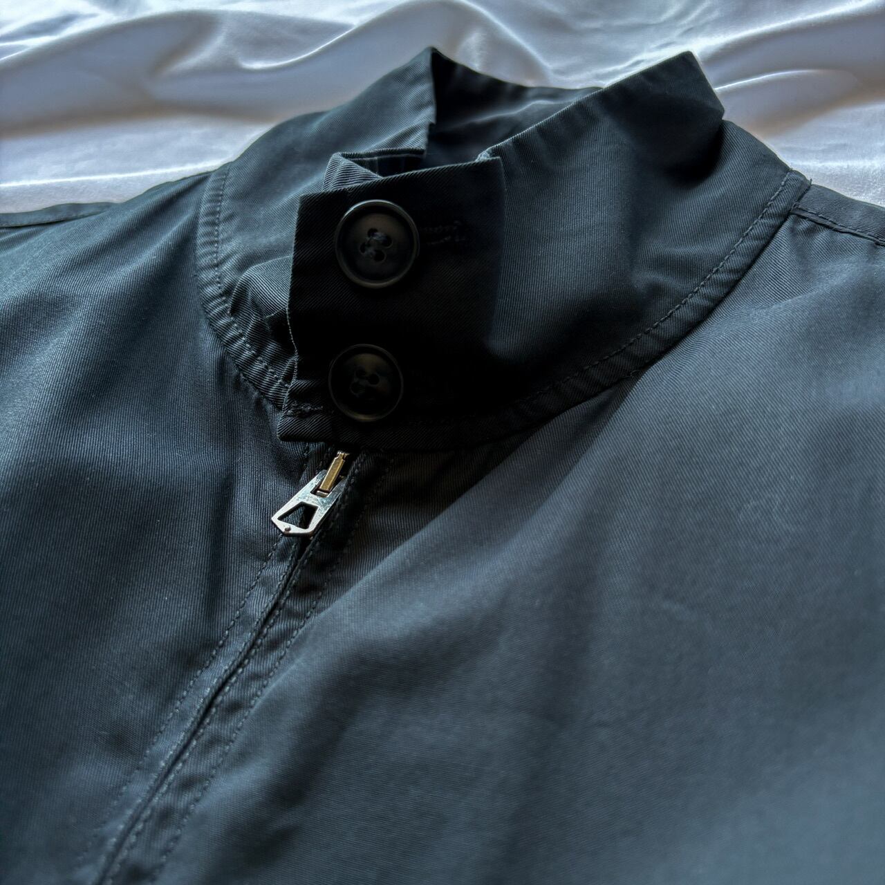 NICOLE FARHI Black Cotton Harrington Jacket | jose