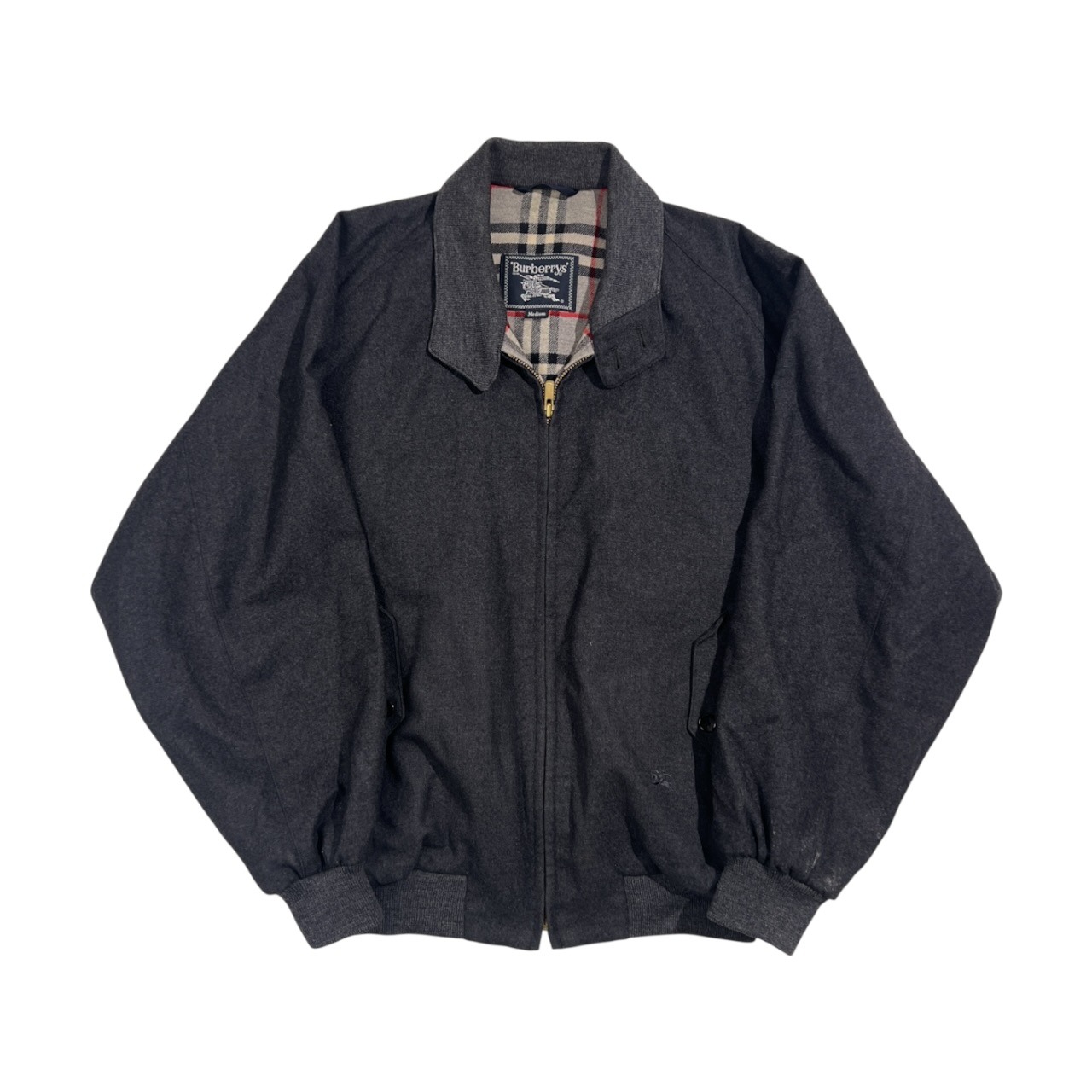 90s Burberrys バーバリー 裏地ノバチェック ウール スイングトップ ブルゾン M /チャコールグレー系 ヴィンテージ