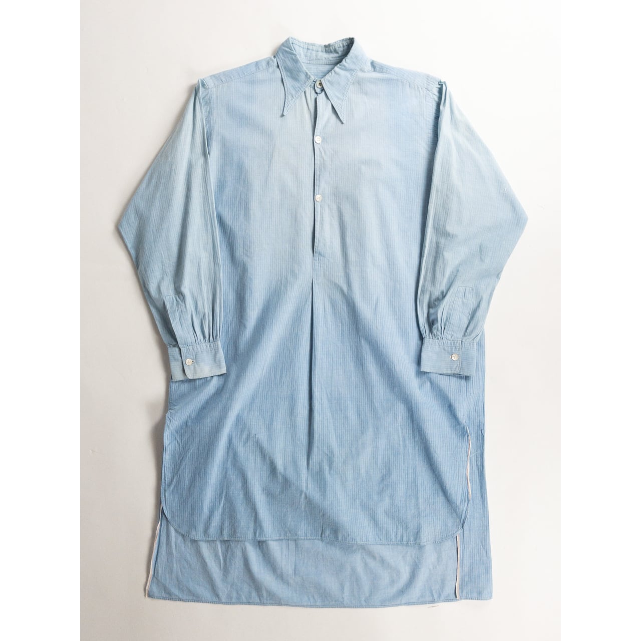 1940s "French Vintage" Light Blue Stripe Grandpa Work Shirt