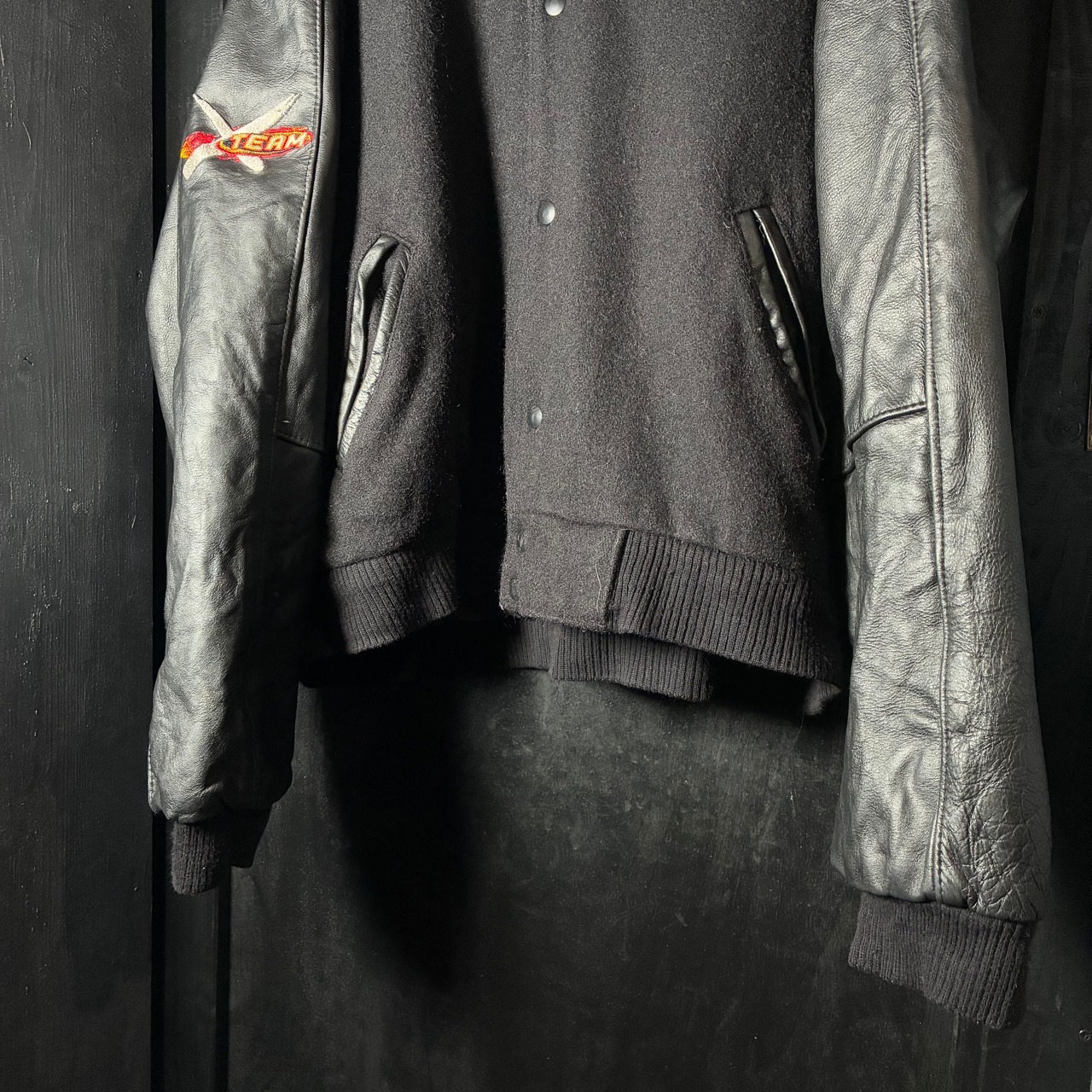 90s SKI-DOO ウール×本革 スタジャン バックリフレクター