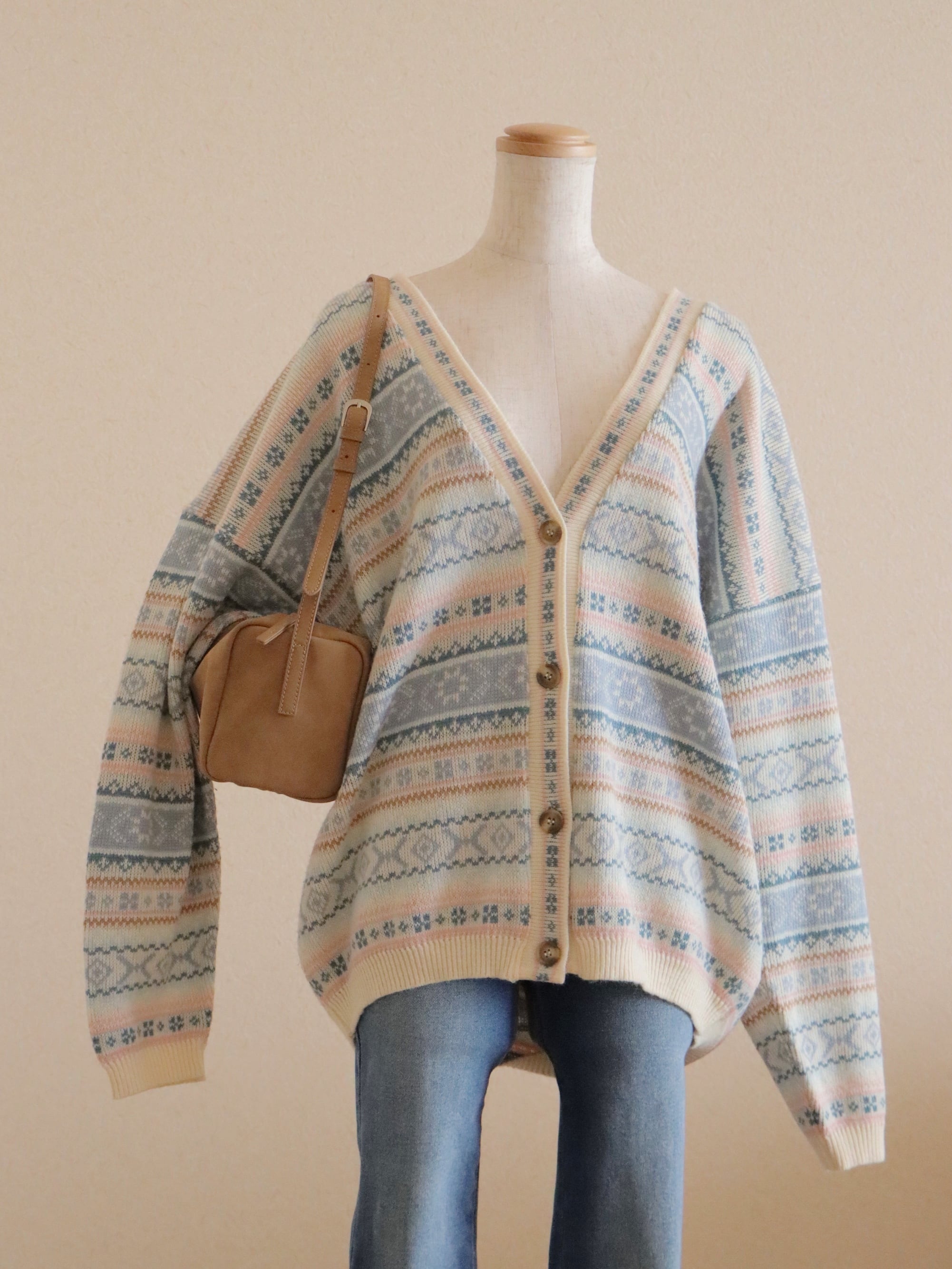 ●made in ITALY wool fair isle design cardigan