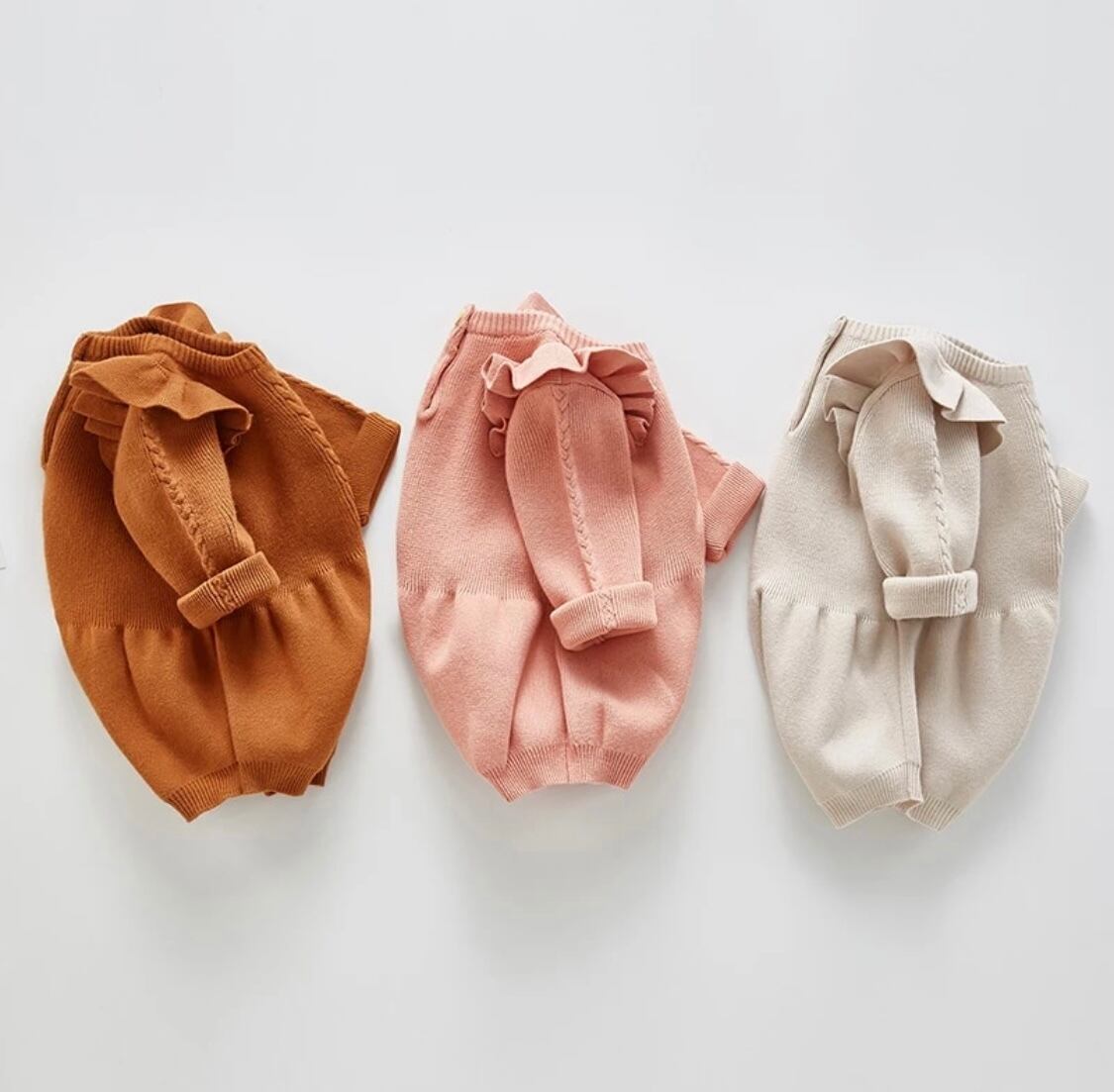 ベビーフリルニットロンパース》》》》》》海外子供服 ロンパース 冬コーデ ニットロンパース ベビー 女の子 フリル 韓国