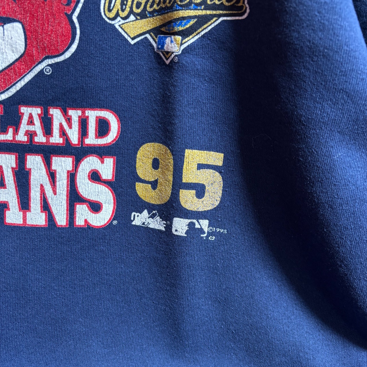 1995s USA インディアンズ　スウェット　INDIANS MLB ネイビー　チャンピオン　フルーツオブザルーム　
