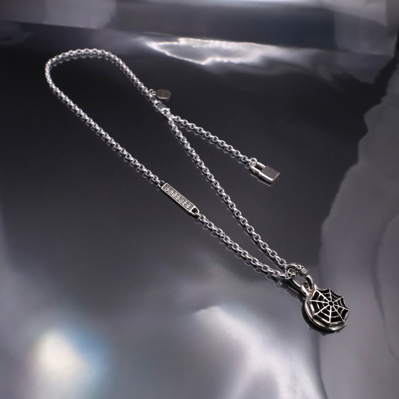 SPIDER WEB NECKLACE #1 with GODSIZE® I.D. TAG / スパイダーウェブ ゴッドサイズ® I.D.タグネックレス