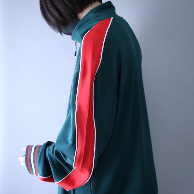 3-tone good coloring loose silhouette track jacket