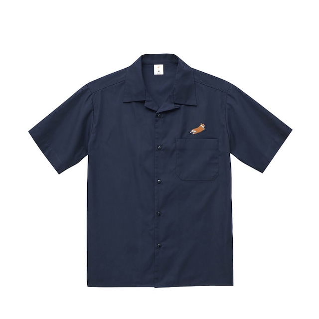 CORGI ROGO Open Collar Shirt -Dark Navy-　[T0013]