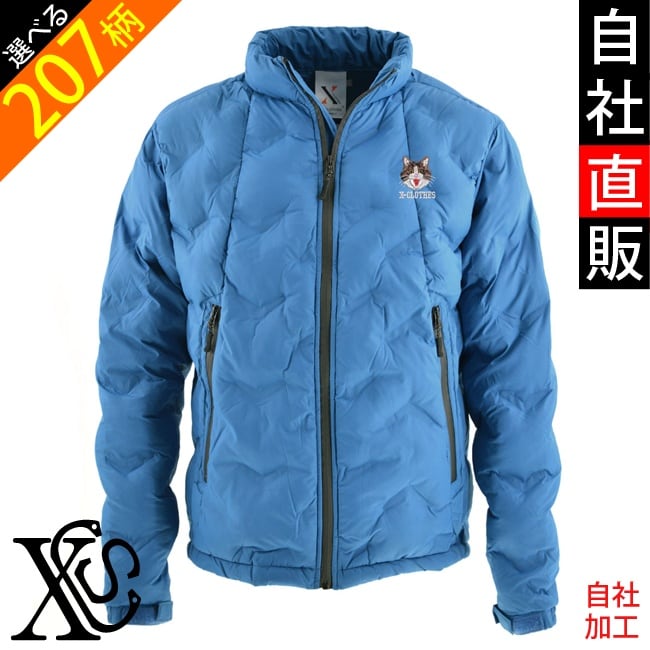 おもしろ オリジナル 刺繍 ワンポイント フェイクダウンジャケット