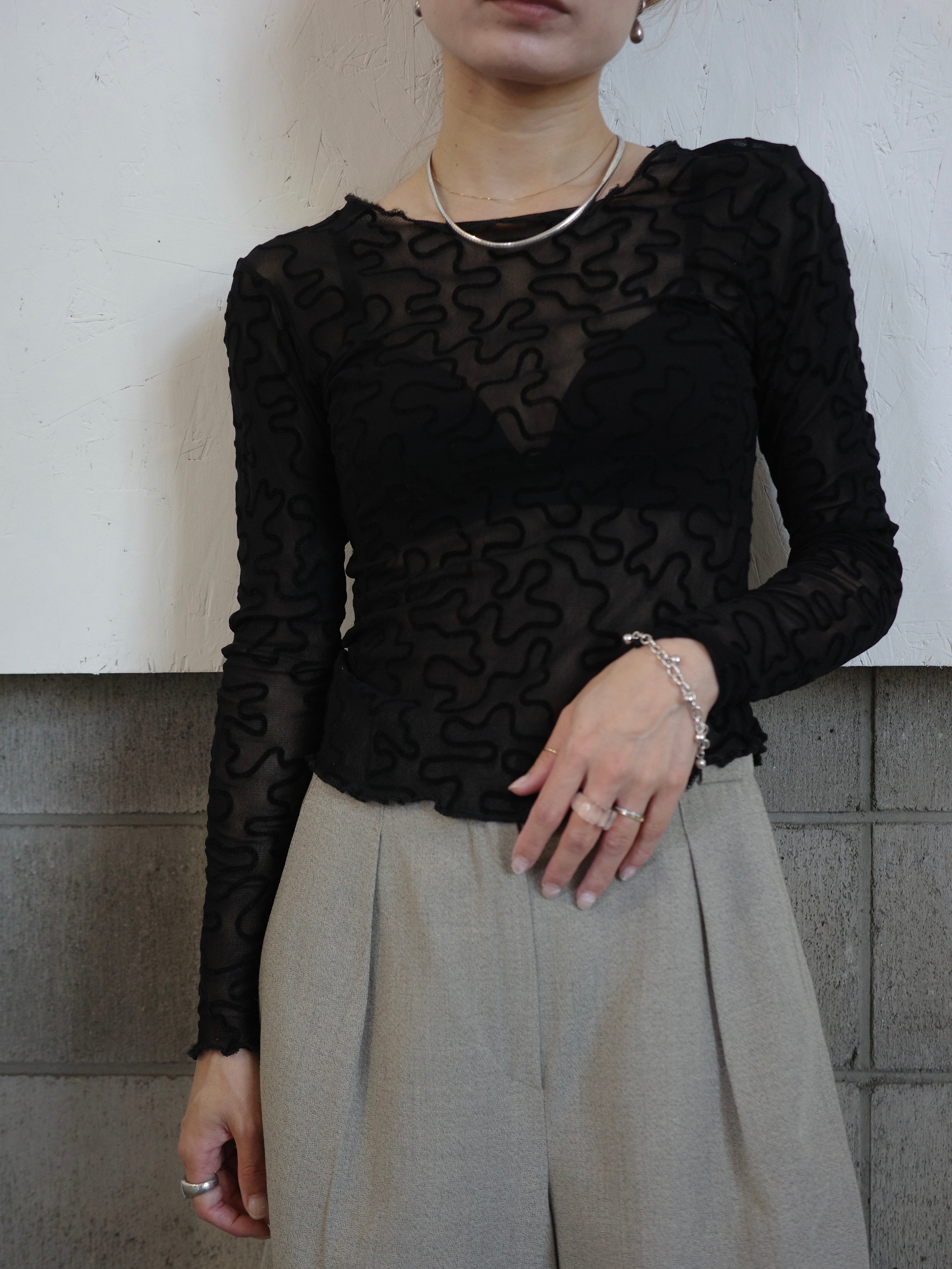 <vintage>sheer design tops