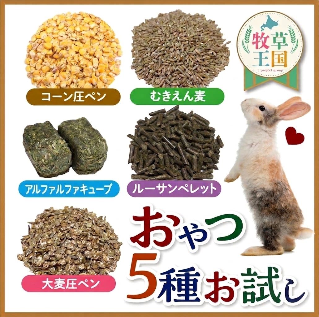 牧草王国 おやつ5種お試しパック 50g×5種類