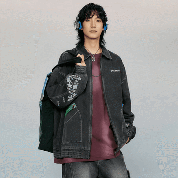 PEOPLESTYLE シャギーニットセーター Vネック ロゴ入り ルーズ