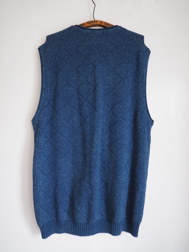 1990’s DENMARK BLUE WILLIS Indigo Cotton Knit Vest／XL