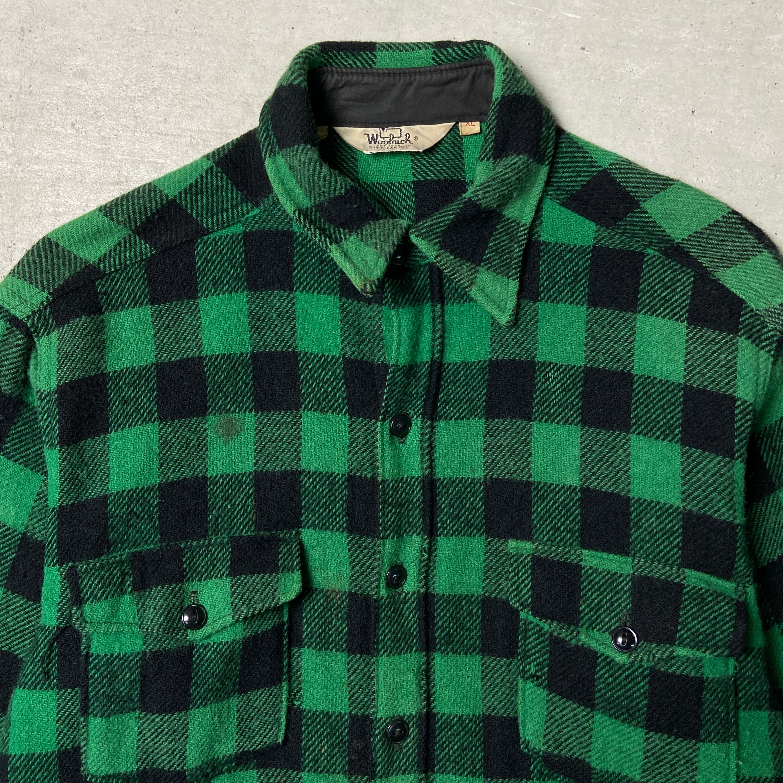 70年代 WOOLRICH ウールリッチ ウールシャツ チェック柄 メンズXL 古着 