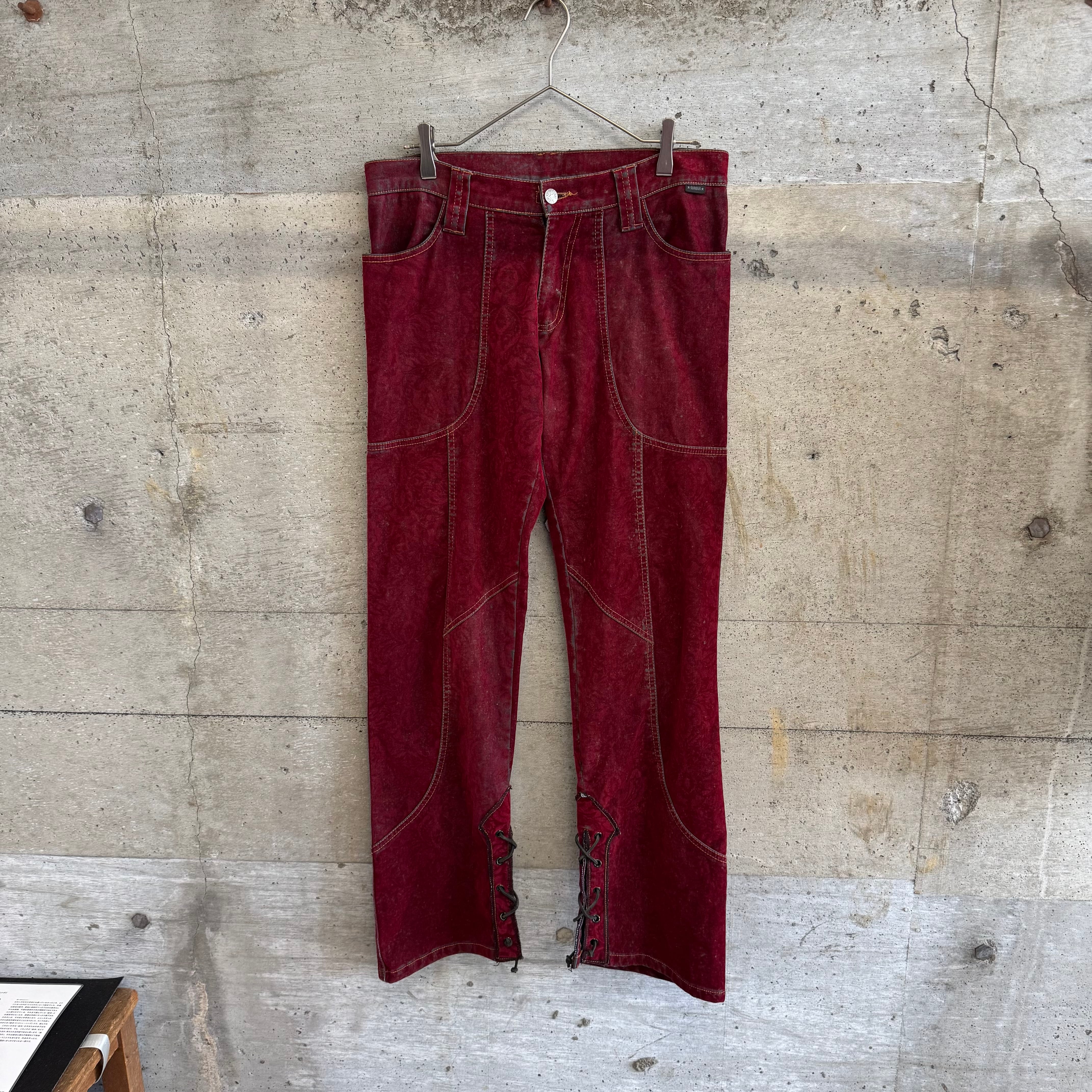 Leather string hem pants
