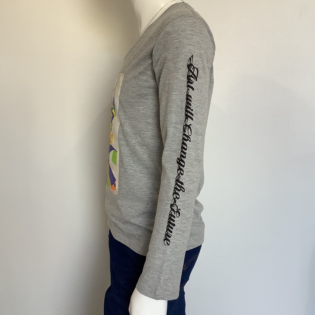 Vivid woman ( 鮮やかな女性 )  Uネック ロングTシャツ ヘザーグレー