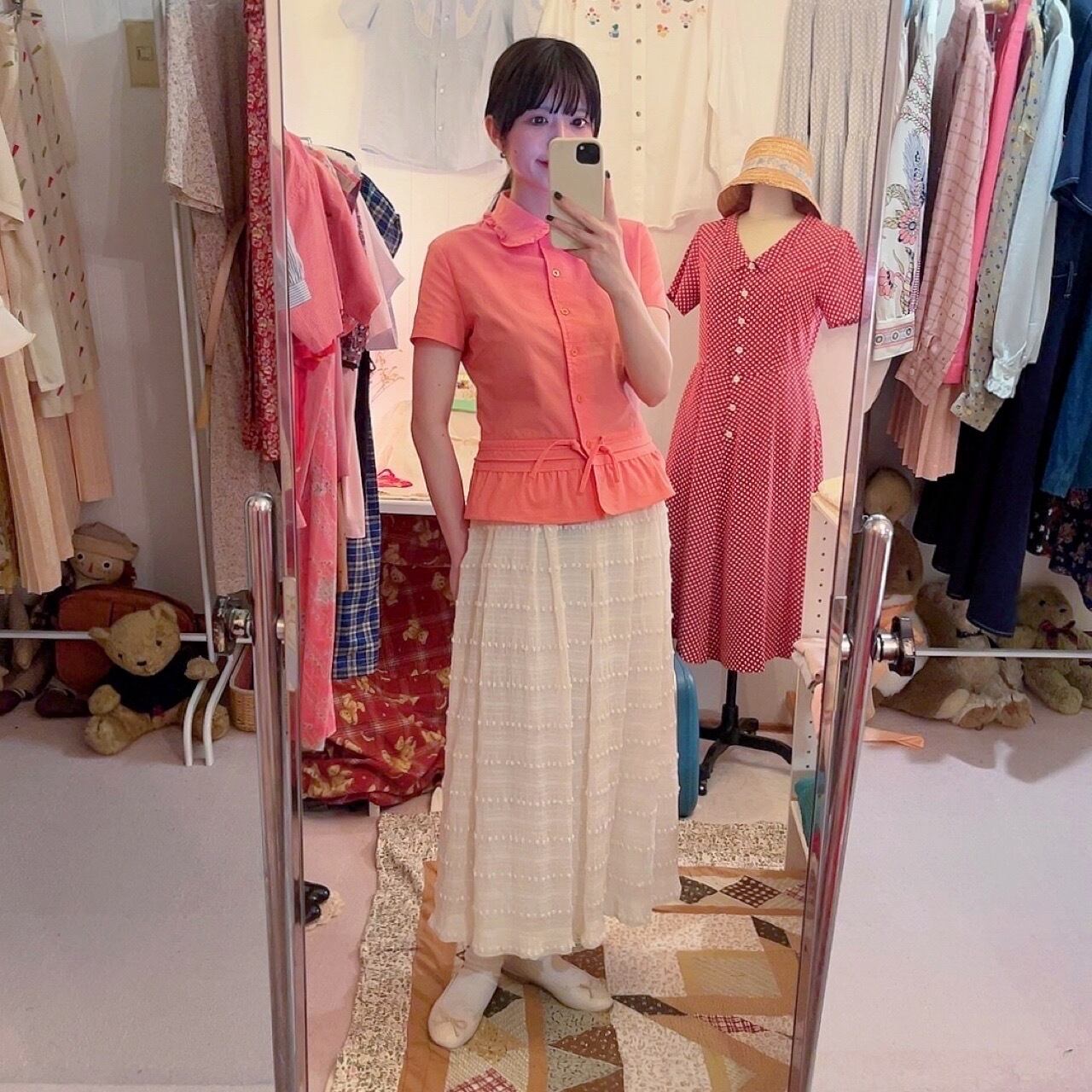 fluorescent pink frill blouse